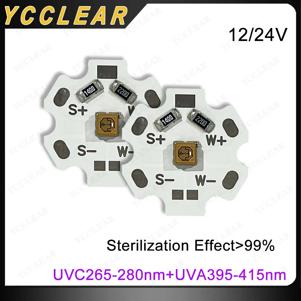 1pcs DC12V 24V Deep UV LED UVC 270nm 280nm UVA 395 410nm Chips 3535 3-5mW Ultraviolet Lamps For Water Air Virus Sterilization