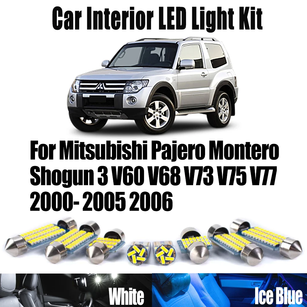 17Pcs For Mitsubishi Pajero Montero Shogun 3 V60 V68 V73 V75 V77 2000- 2004 2005 2006 Car LED Interior Reading Light Kit Canbus