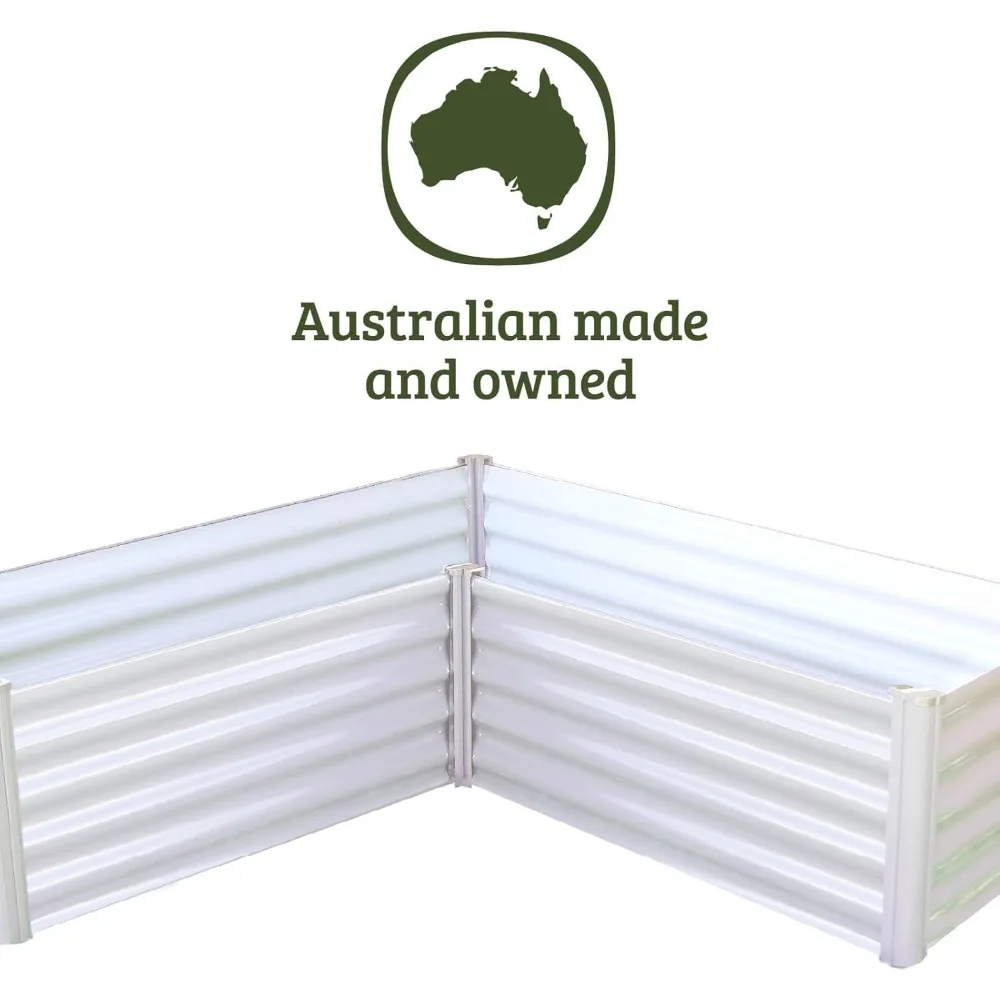 سرير حديقة مرتفع مجلفن ممتاز مقاس 4 × 3 بوصات على شكل حرف L مع سهولة التجميع، تصريف فائق لجميع النباتات #6