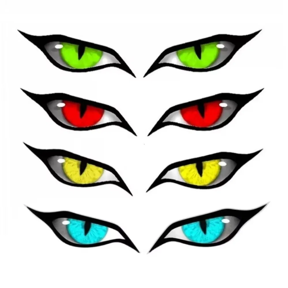 2 Pcs VINYL 3D Stereo Eyes Stickers Strong Reflective Waterproof Car Decoration Stickers Cat Eyes Design