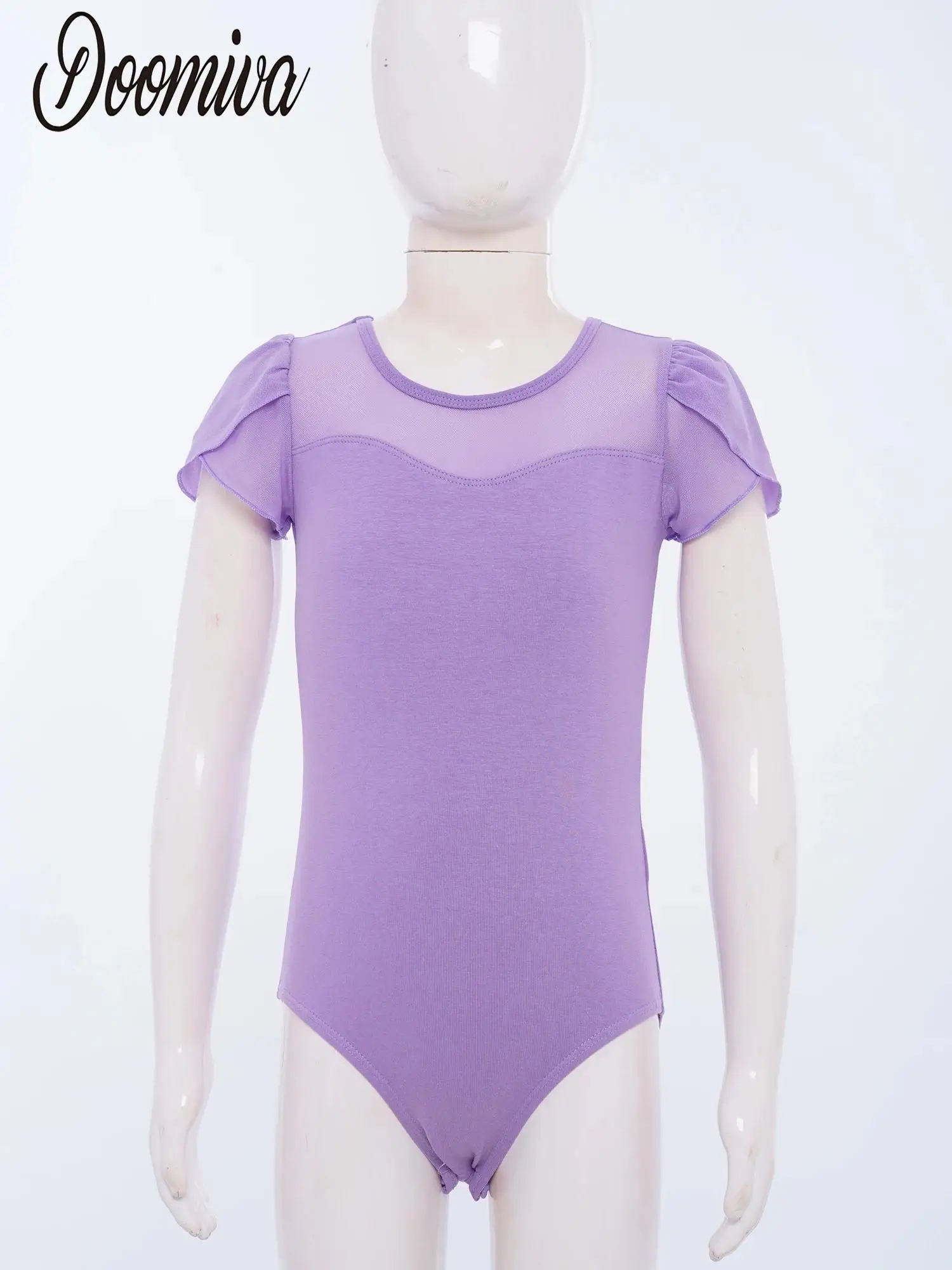

Ballet Leotards for Girls Kid Short Sleeve Dance Leotards Back Bowknot Gymnastics Leotard Ballet Dancing Mesh Patchwork Bodysuit