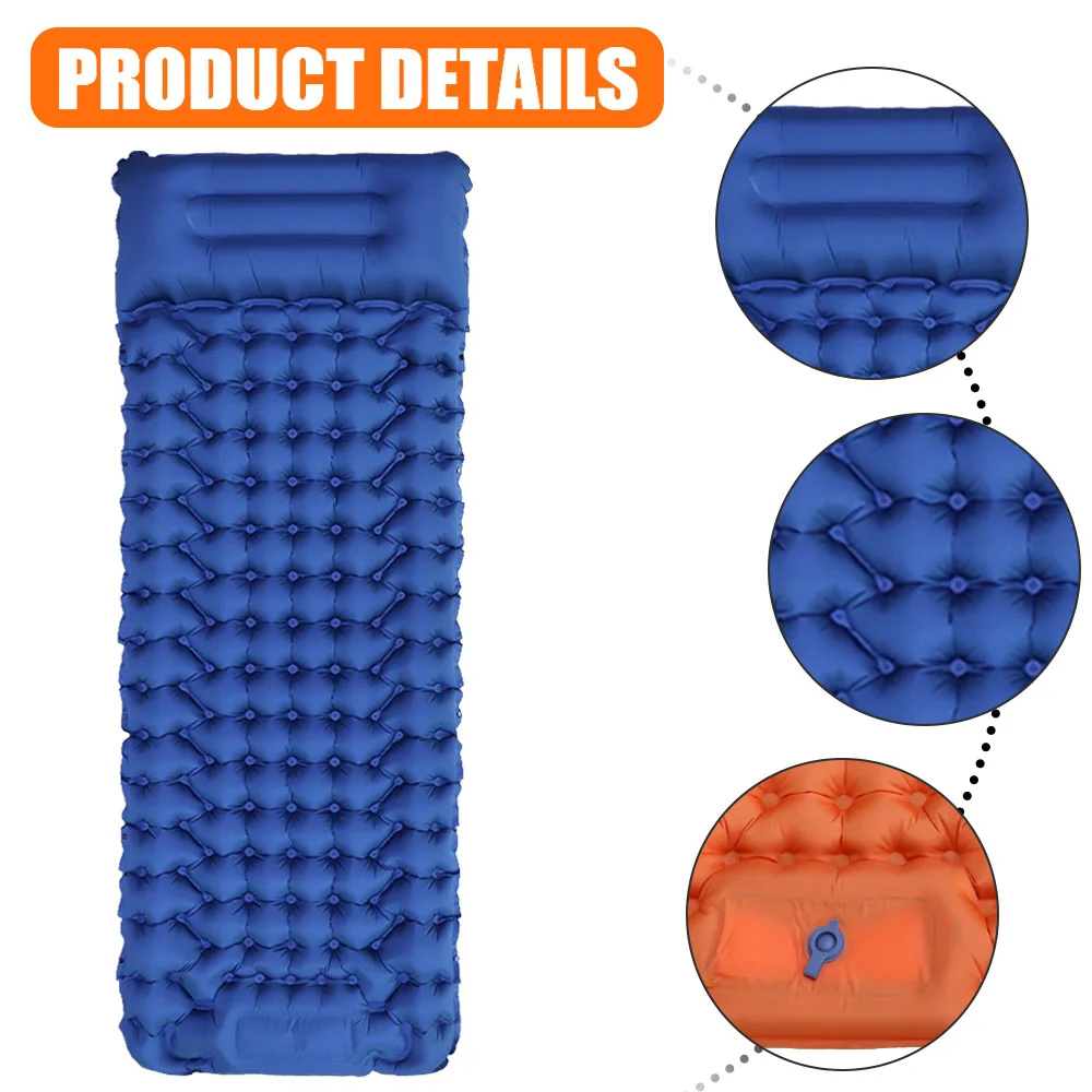 Colchoneta para acampar, colchoneta ultraligera con almohada, colchonetas inflables con bomba de pie integrada, compacta, impermeable, ideal para acampar, hacer senderismo, viajar y usar en tiendas de campaña, para una persona.
