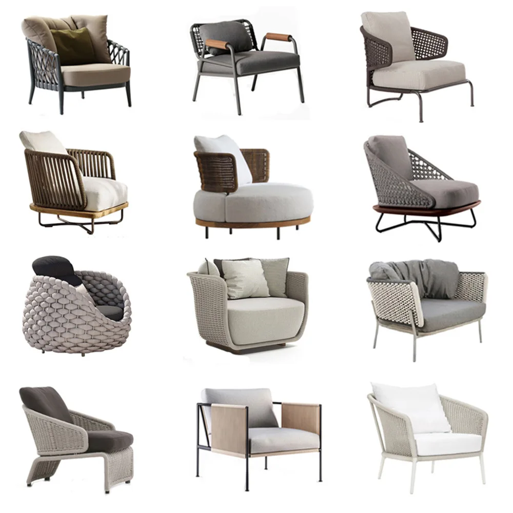 Outdoor rattan sofa courtyard waterproof homestay balcony leisure single rattan chair sofa rattan sofa three-piece furniture