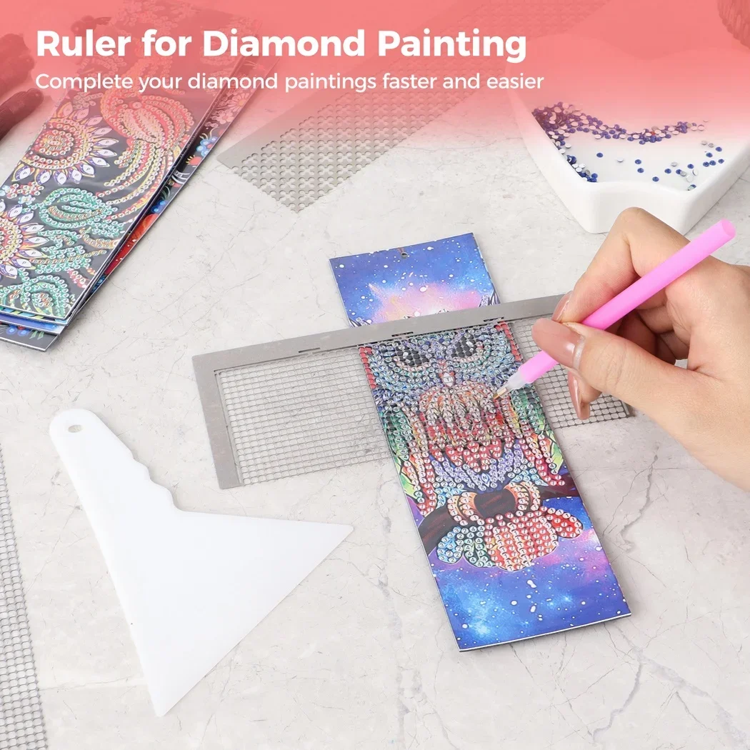 14Pcs Diamond Art Rulers Stainless Steel Mesh Ruler Diamond Ruler Art Fixing Tools For Rhinestone Painting Round Square Drill view 4