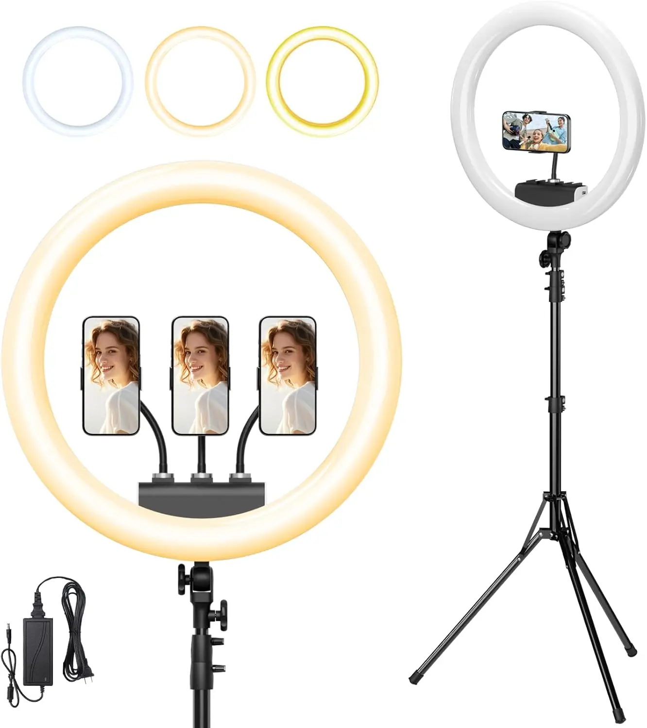 

Large Ring Light with Stand, 19" Ring Light Tripod for iPhone, Professional Led Ringlight for Live Streaming, Barber, Ma