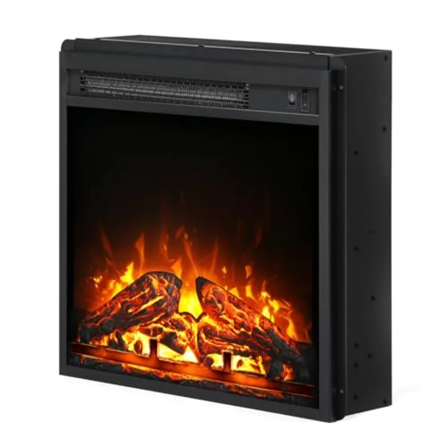 

18. Электрический камин на внутренней стене со встроенным обогревателем и термостатом для уютной спальни или офисного пространства. Компактный современный линейный.