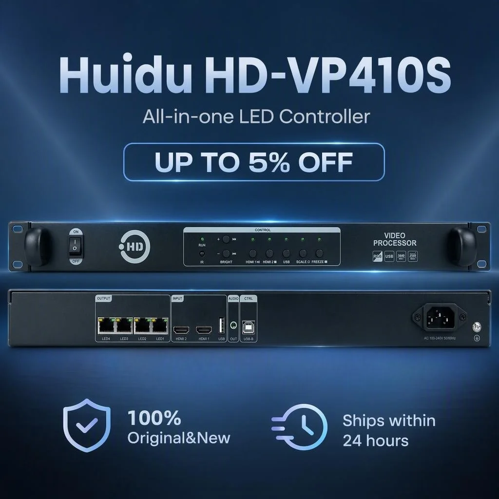 HUIDU HD-VP410S All-in-one LED Controller Max 2.6 Million Pixels 4×Gigabit Ethernet LED Screen Controller for LED Display
