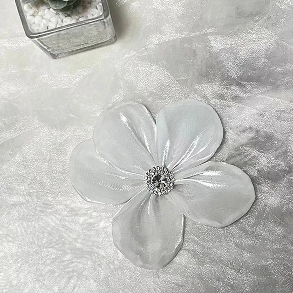 Jewelry Accessories 12CM Collar Flower Rhinestone DIY Sew Flower Brooch Pins Satin Flower Handmade Lapel Pins