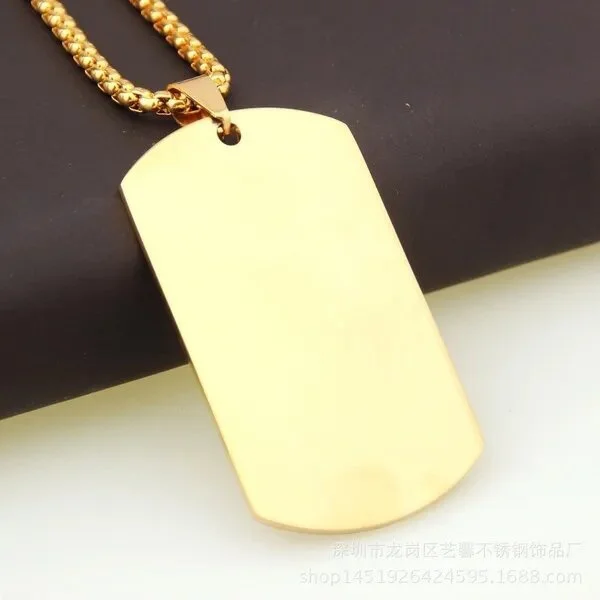 Stainless Steel Military Army Dog Tag Necklace Mens Stainless Steel Pendant Ball Bead Chain Necklace Fashion Jewelry Accessories