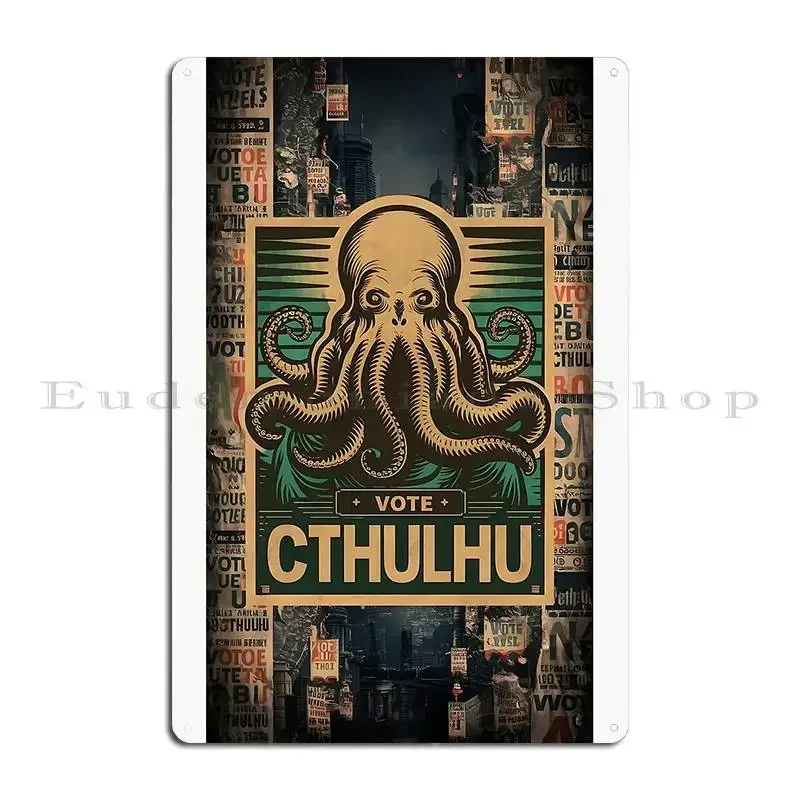 Vote Cthulhu Metal Plaque Poster Design Designing Living Room Party Print Tin Sign Poster