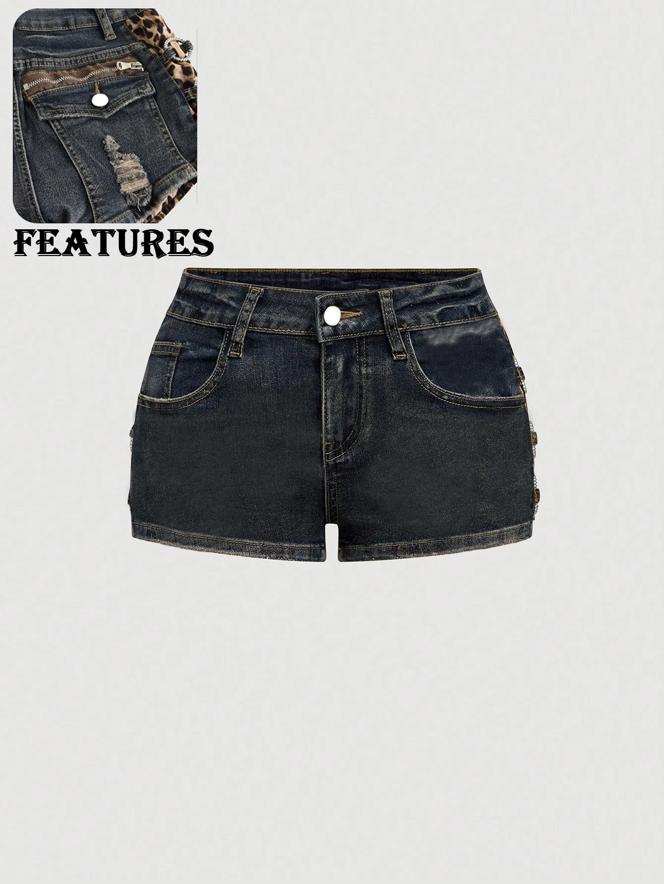 

Y2k Shorts Denim Shorts Low Rise Sexy Cheetah Print Vintage Tight Fit Spring Summer Hot Girl Fashion