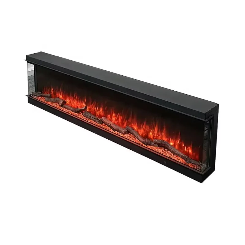 Hot Sales 3 Sided Electric Fireplaces 3D LED Flames Realistic Logs Built in Electric Fires 72inch xyl