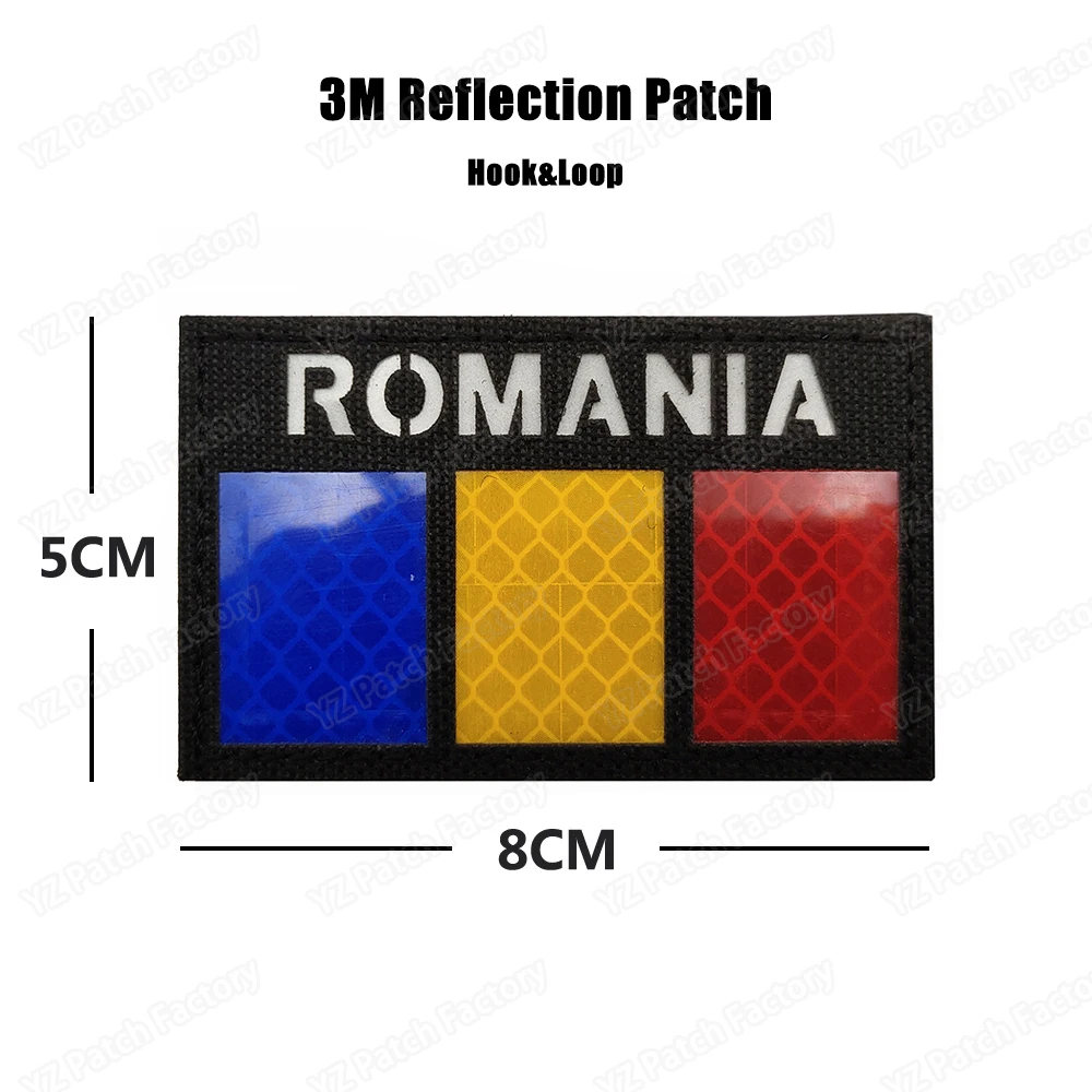 Flaga Rumunii IR Naszywki odblaskowe na podczerwień Taktyczne flagi rumuńskie Haftowane naszywki 3D Opaska na ramię