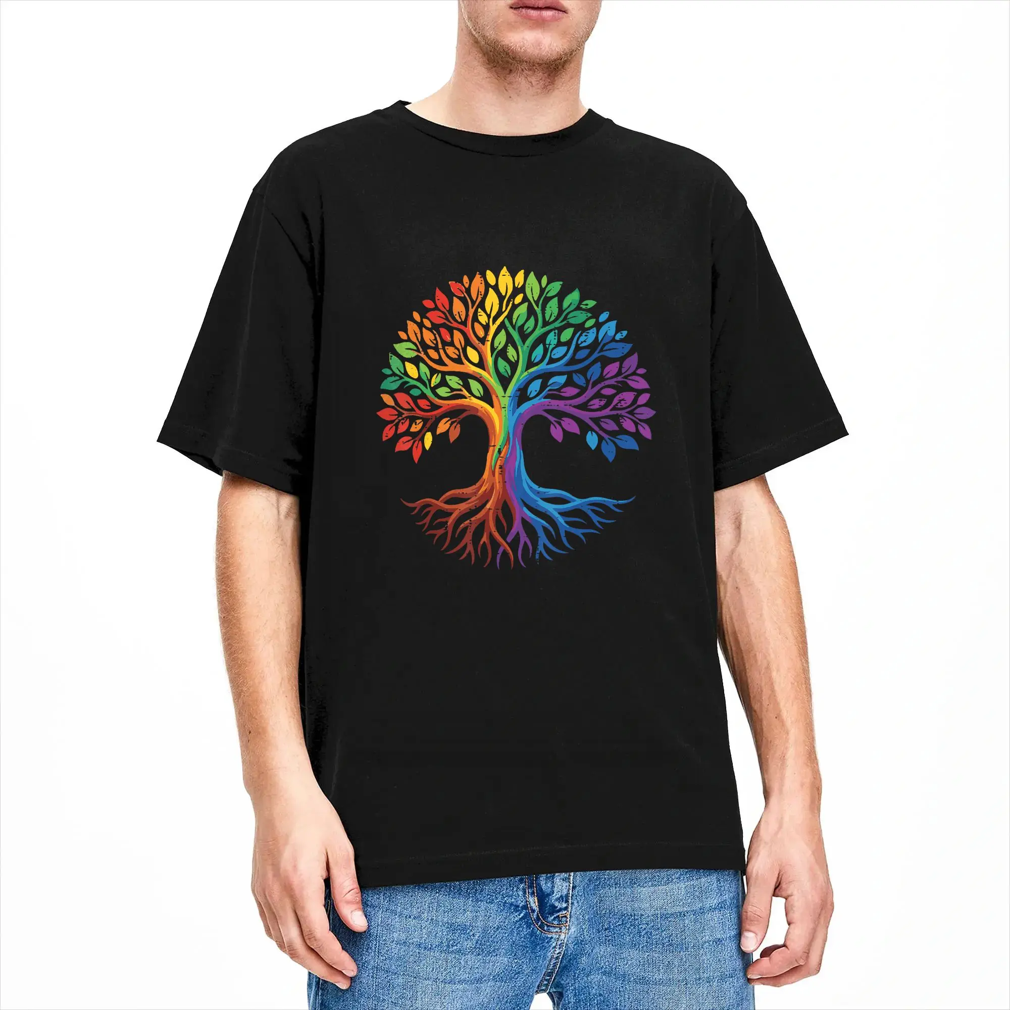 Rainbow Gay Tree Life LGBTQ Flag Pride Month T-Shirt Summer Streetwear T Shirts Cotton Novelty Tee Shirt For Man Pattern Clothes