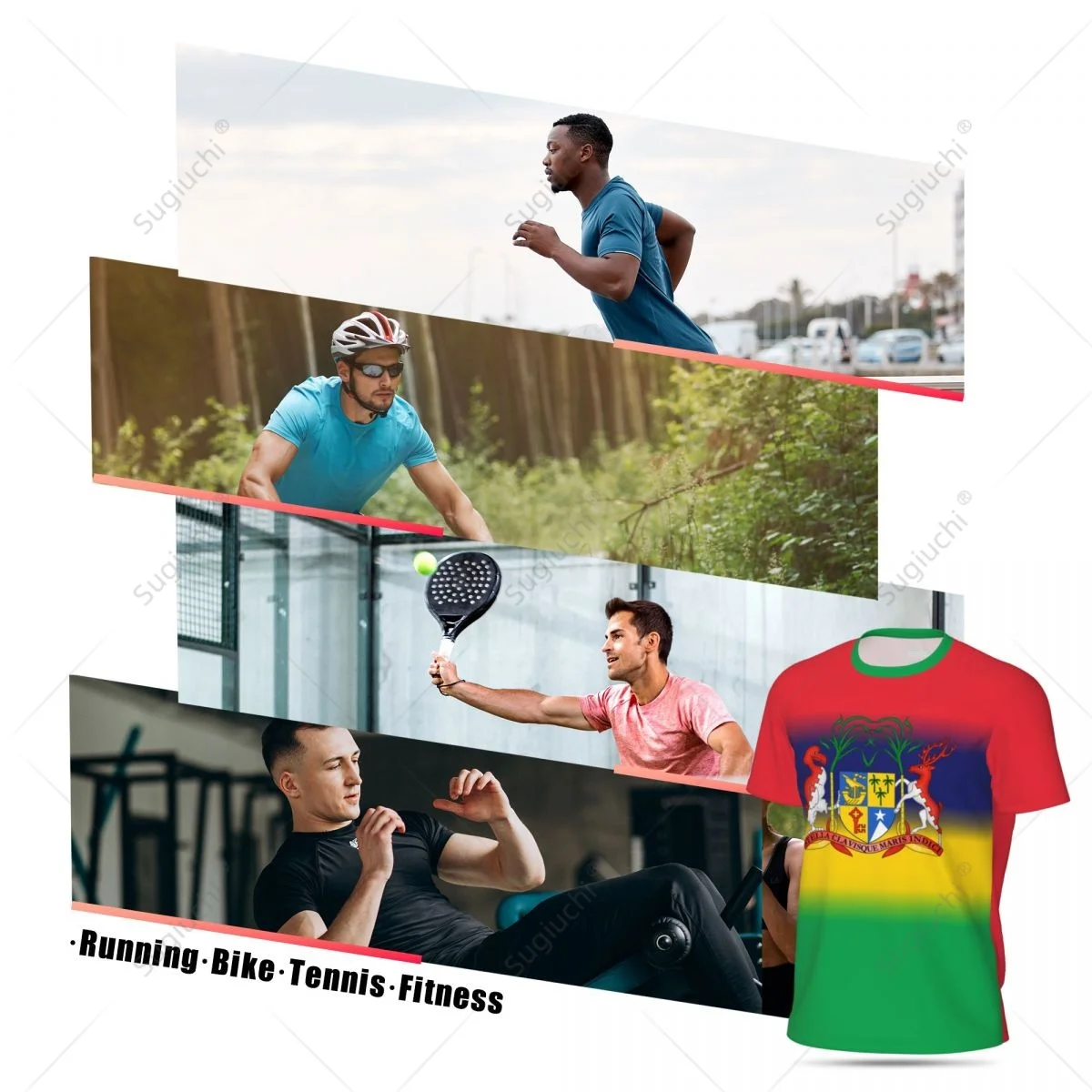 Sports Mesh T-shirt Mauritius Flag For Running Bike Soccer Tennis Football Fitness Tees 3D Printed Custom