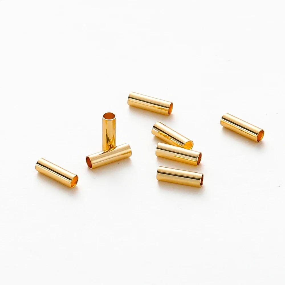 100Pcs Straight Long Tube Brass Beads Necklace Loose Spacer Beads for DIY Jewelry Making Accessories