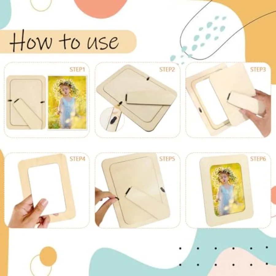 30 عبوة من إطارات الصور الخشبية للحرف اليدوية، إطارات خشبية لـ 4 × 6 صور، إطار خشبي غير مكتمل لملصقات الرسم DIY Art Pro