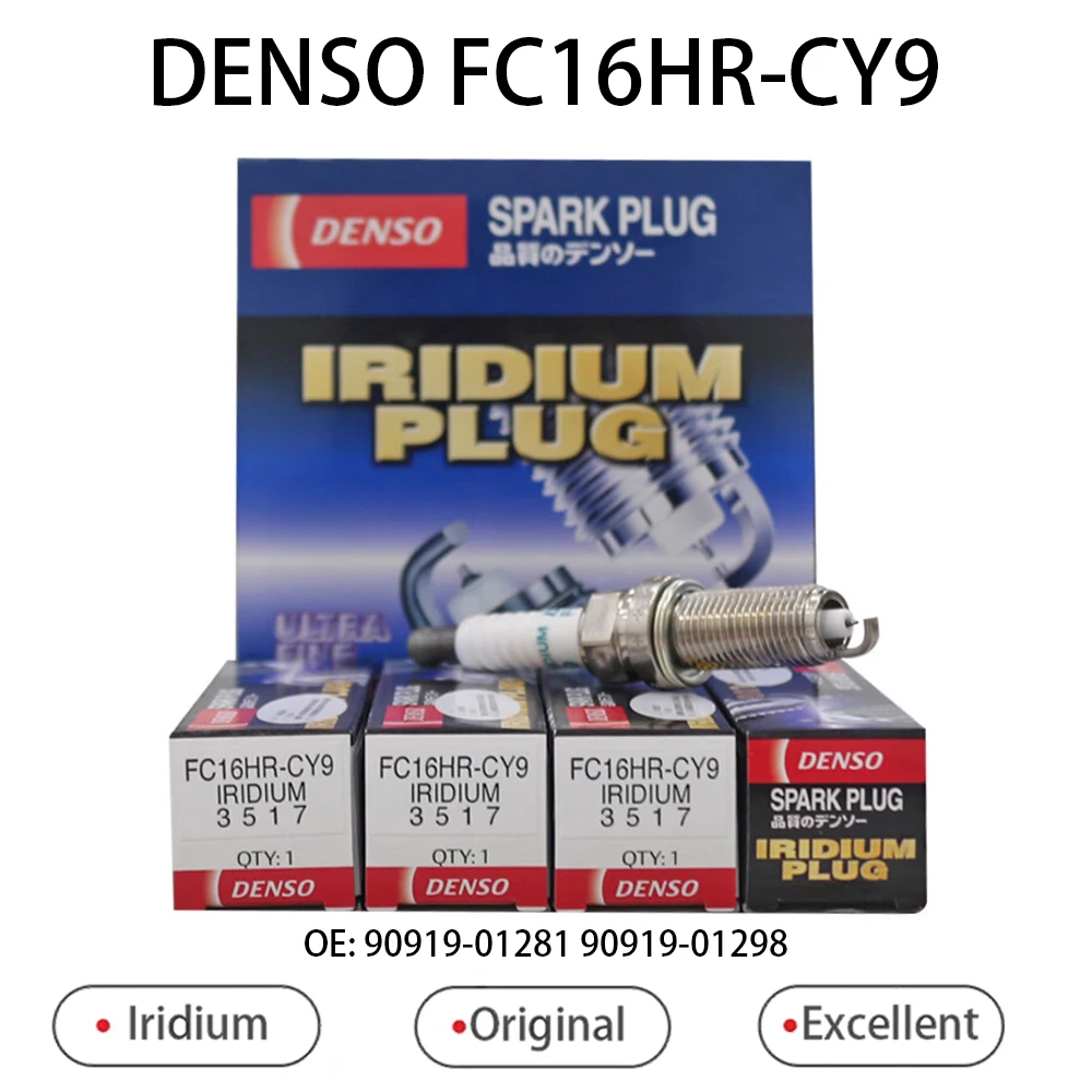 4pcs Original DENSO Iridium Spark Plug FC16HR-CY9 3517 Suitable For Corolla CH-R PRIUS Hybrid 1.8 Replace FC16HR-C9