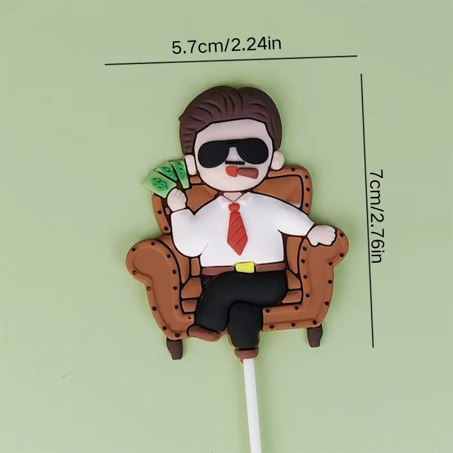 Kreative Cartoon-Sofa-Deko: Lässige Geburtstagstorten-Dekoration mit Brille und Sofa-Motiv für Vatertag und Party-Desserts – Detail 4