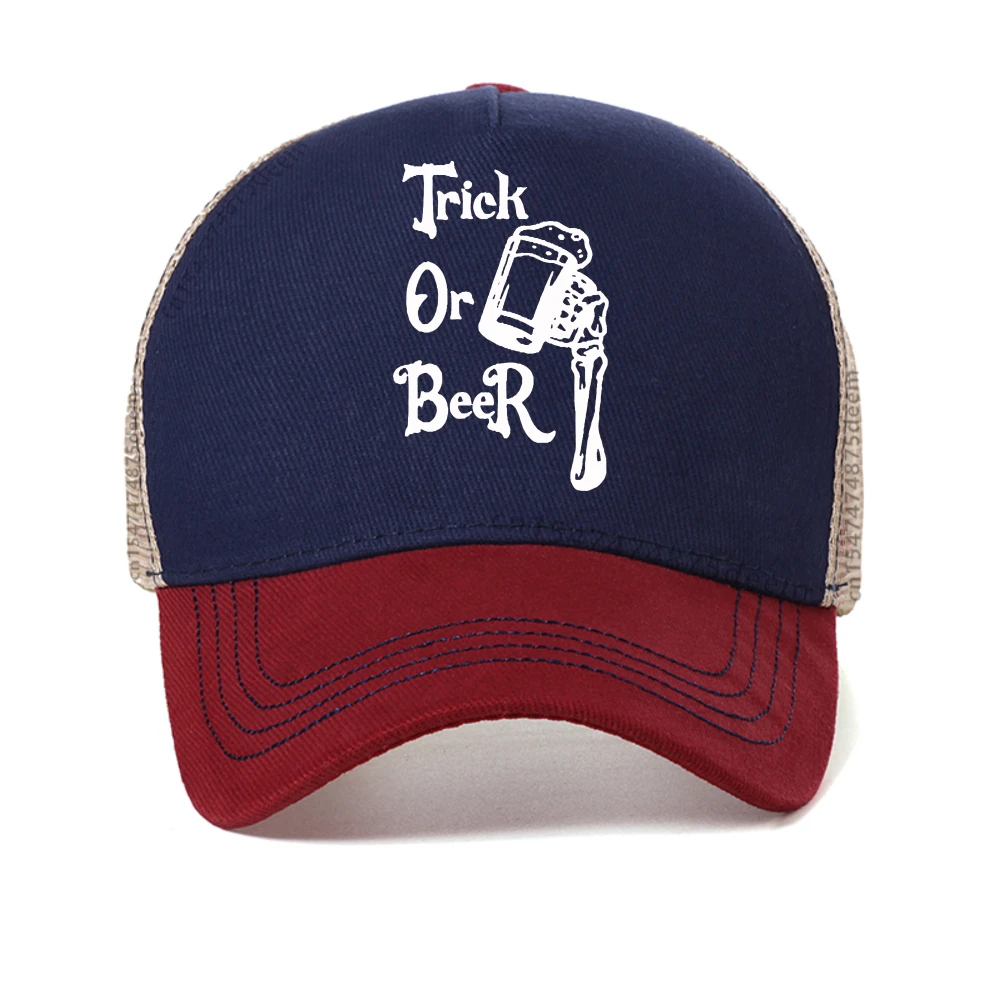 

Trick or Beer Halloween baseball cap Spooky Season Summer Casual Fashion Hip Hop Funny Horror caps outdoor mesh Snapback hat