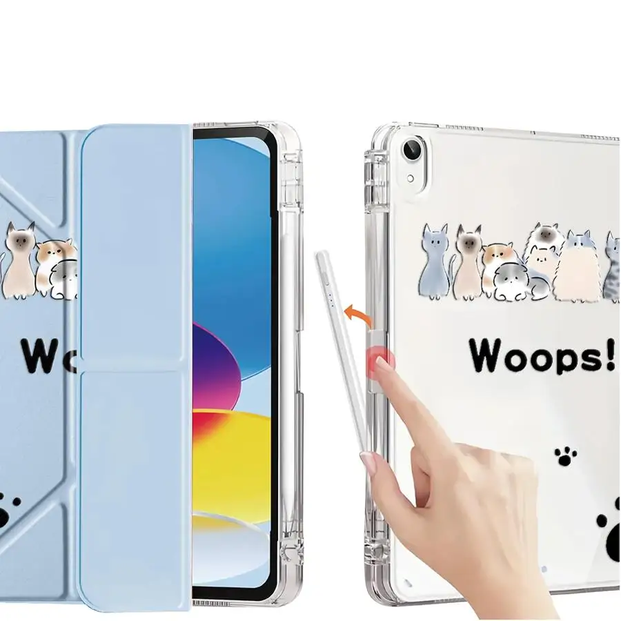 Cute Cat Cartoon Tablet Case For iPad Pro 2025 Pro 11th 10th 9th 8th 7th 12.9inch Mini 6 7 Air 4 5 M3 M2 M4 11inch Holder Cover