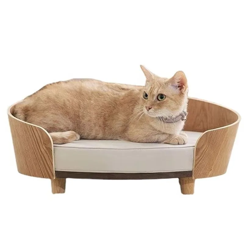 2026 Comfortable Multi-Functional Pet Furniture, Elevated Wooden Dog Bed & Cat Couch for Small Pets