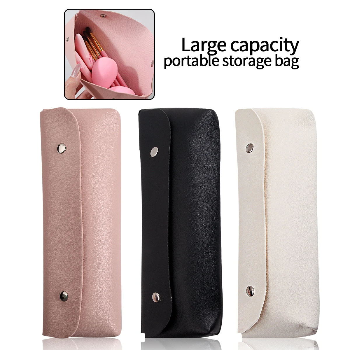 Large-Capacity Makeup Brush Storage Bag, Travel Portable Makeup Bag, Multi-Functional Toiletries Bag, Student Stationery Bag