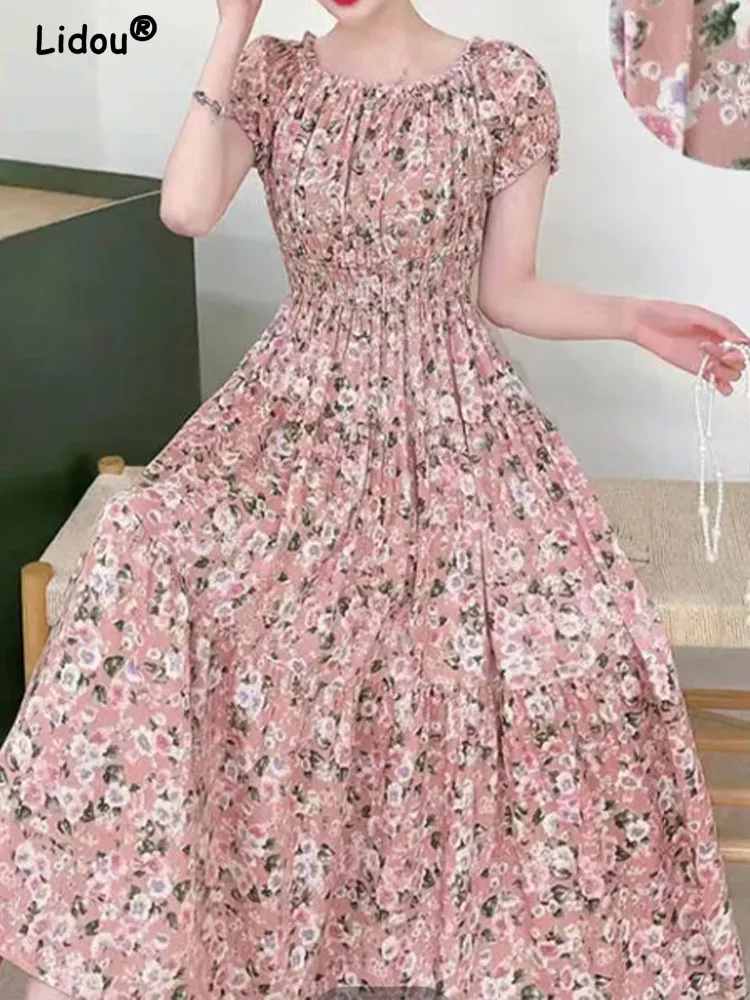 Women\'s Floral Print Ankle Skirts, Elegant Fashion, Office Lady, Chic, Vintage, Sundress, Summer, New, 2024