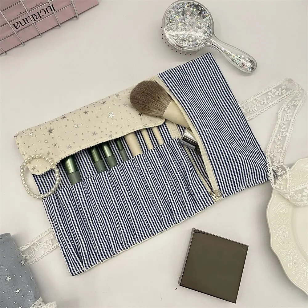 

Sequins Star Makeup Brush Bag Lace Large Capacity Makeup Brush Organizer Pink Eyebrow Pencil Box Beauty Brush Tool Storage Bag