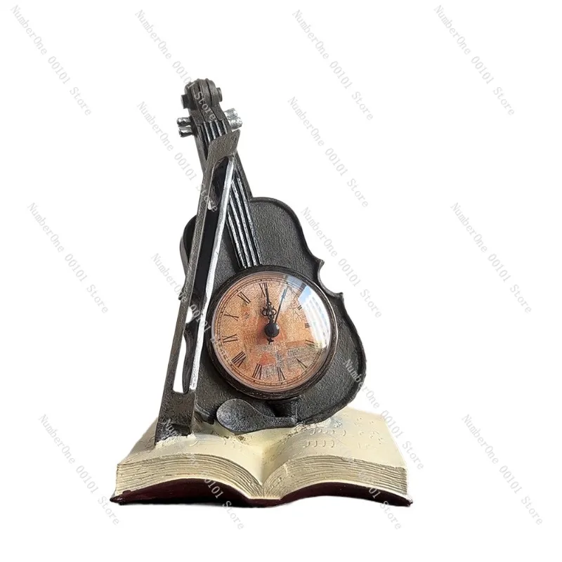 

Настольные часы в европейском стиле с орнаментом в форме скрипки, декоративная художественная деталь для гостиной, офисного стола и винного шкафа