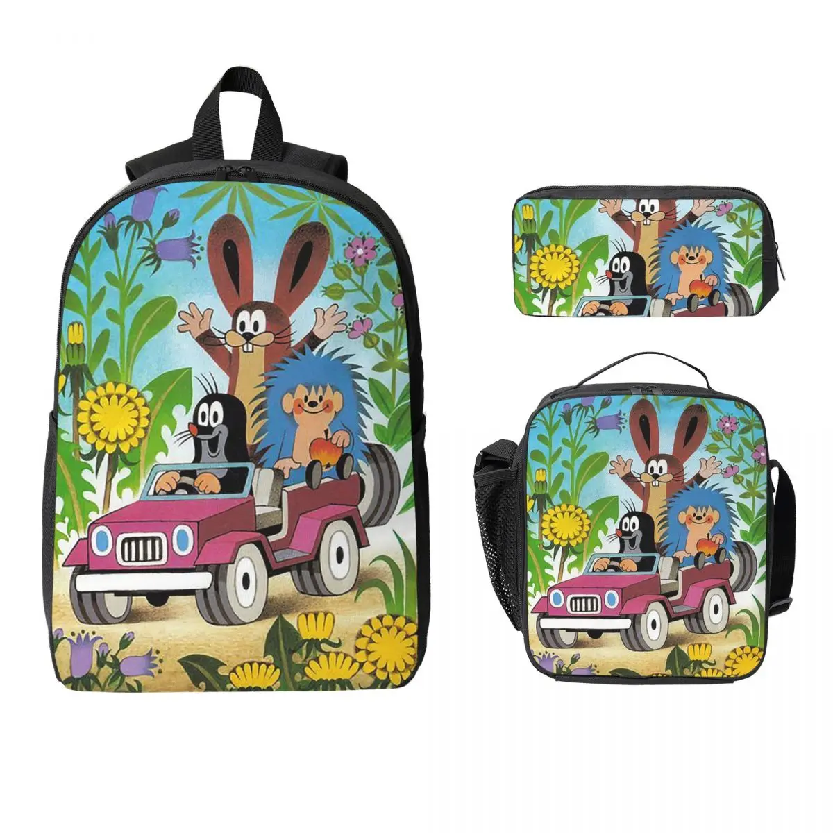 

Mole Krtek Cute Little Maulwurf Backpack Student BookBag School Bag Computer Shoulder Bags 3ps Insulated Lunch Bag Pencil Case