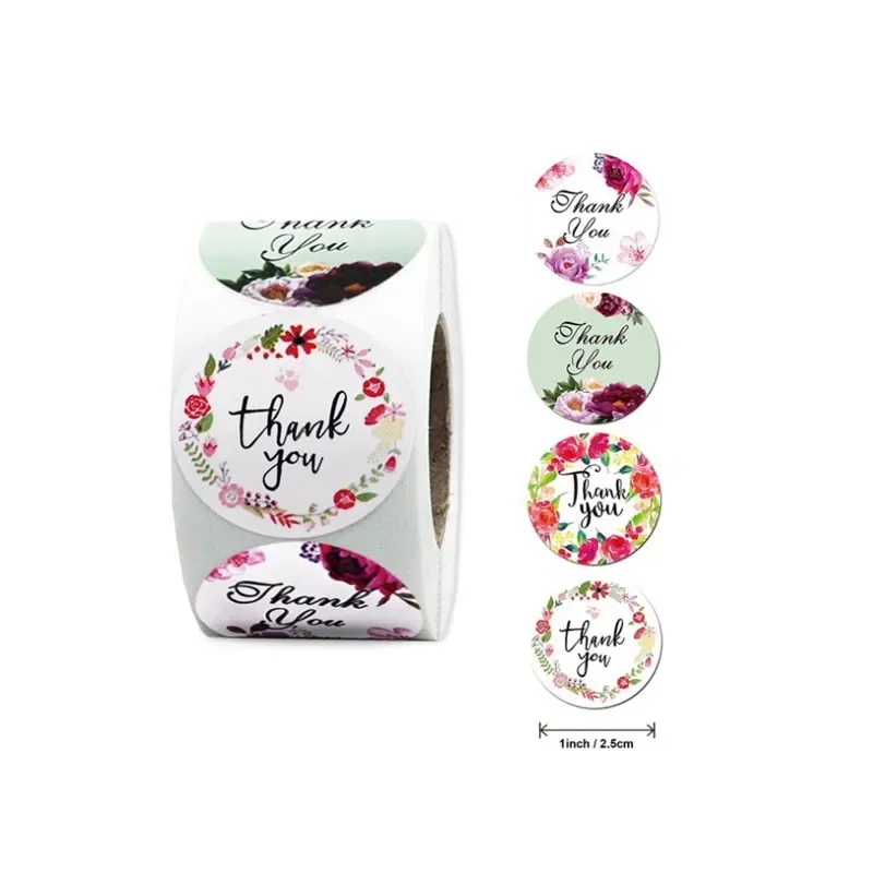 500pcs/roll Exquisite stickers thank you flower sticker Garland color stickers Cookie Dessert Packaging Sticker