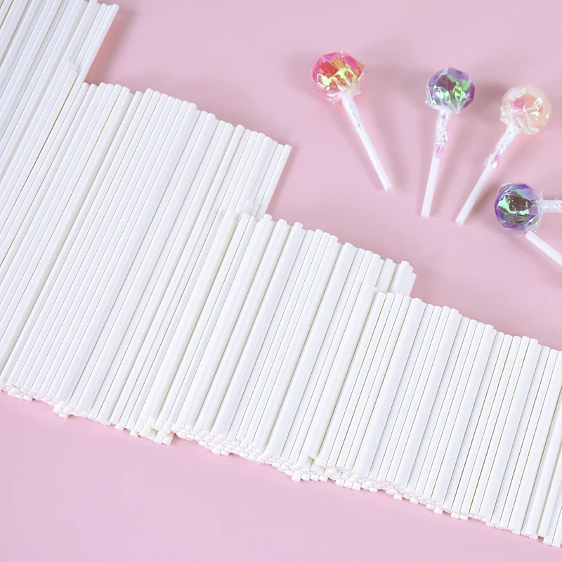 100Pcs 80/100/150/200mm Pure white Color Lollipop Sticks Birthday Cake Chocolate Sugar Candy Lollypop DIY Baking Accessories