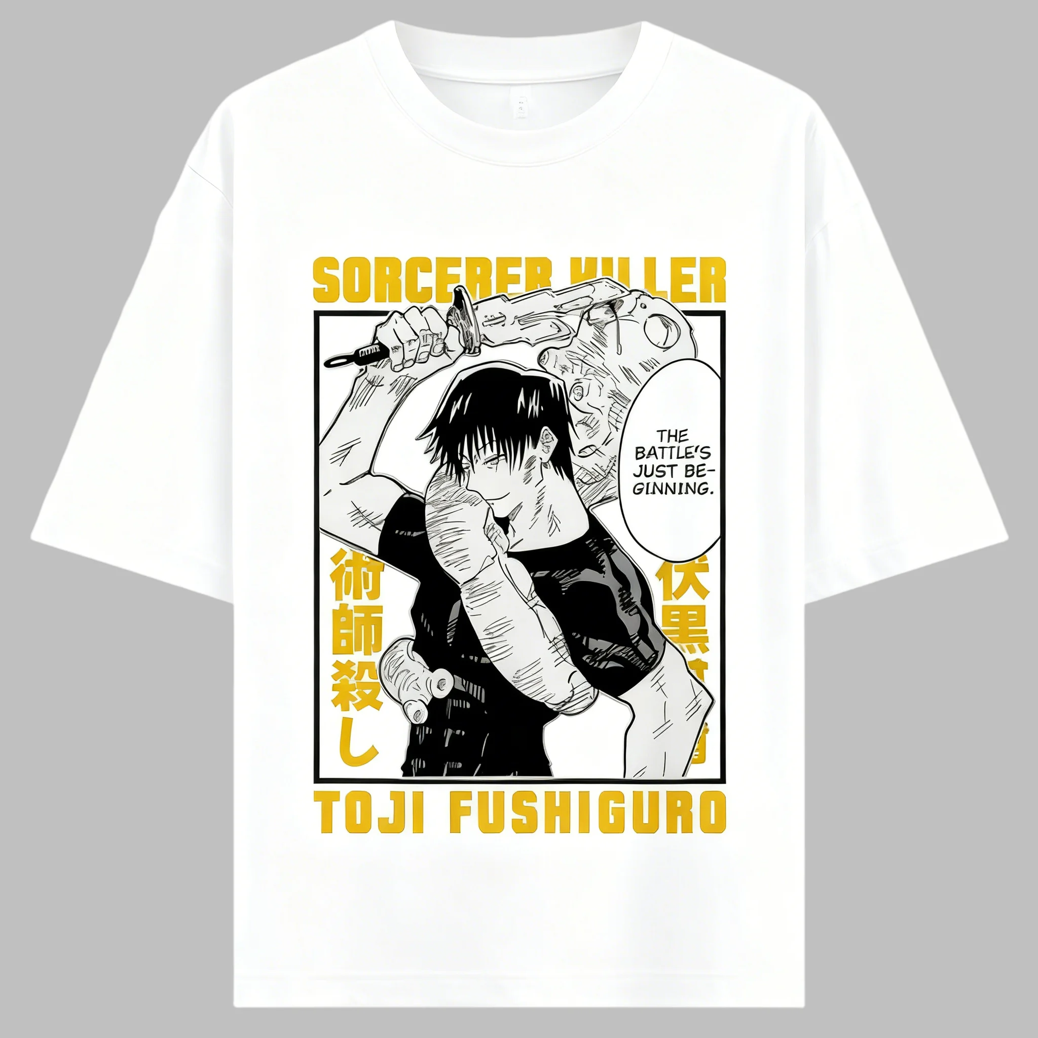 Koszulka bawełniana z nadrukiem Jujutsu Kaisen Anime Fushiguro Toji, męska i damska, moda Harajuku, letnia odzież anime.