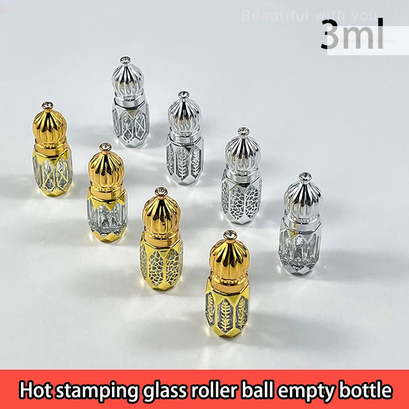 

3ml Luxury Style Golden Refillable Perfume Bottles Glass Roll-on Essential Oil Bottle Empty Cosmetics Sample Test Container