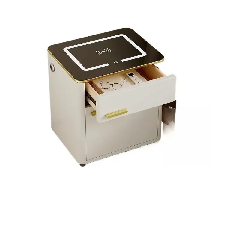 Imported bedside table Bedside table integrated solid wood home new fingerprint safe smart belt