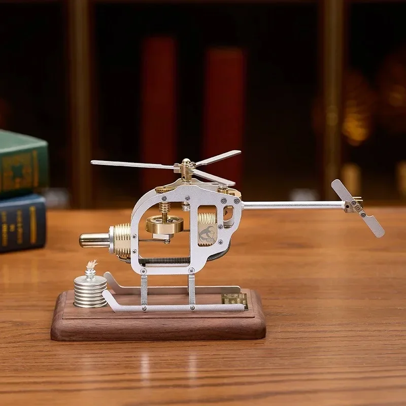 B-M DIY Metal Helicopter Engine Model Assembly Kit Handmade Physics Experiment Model Toy