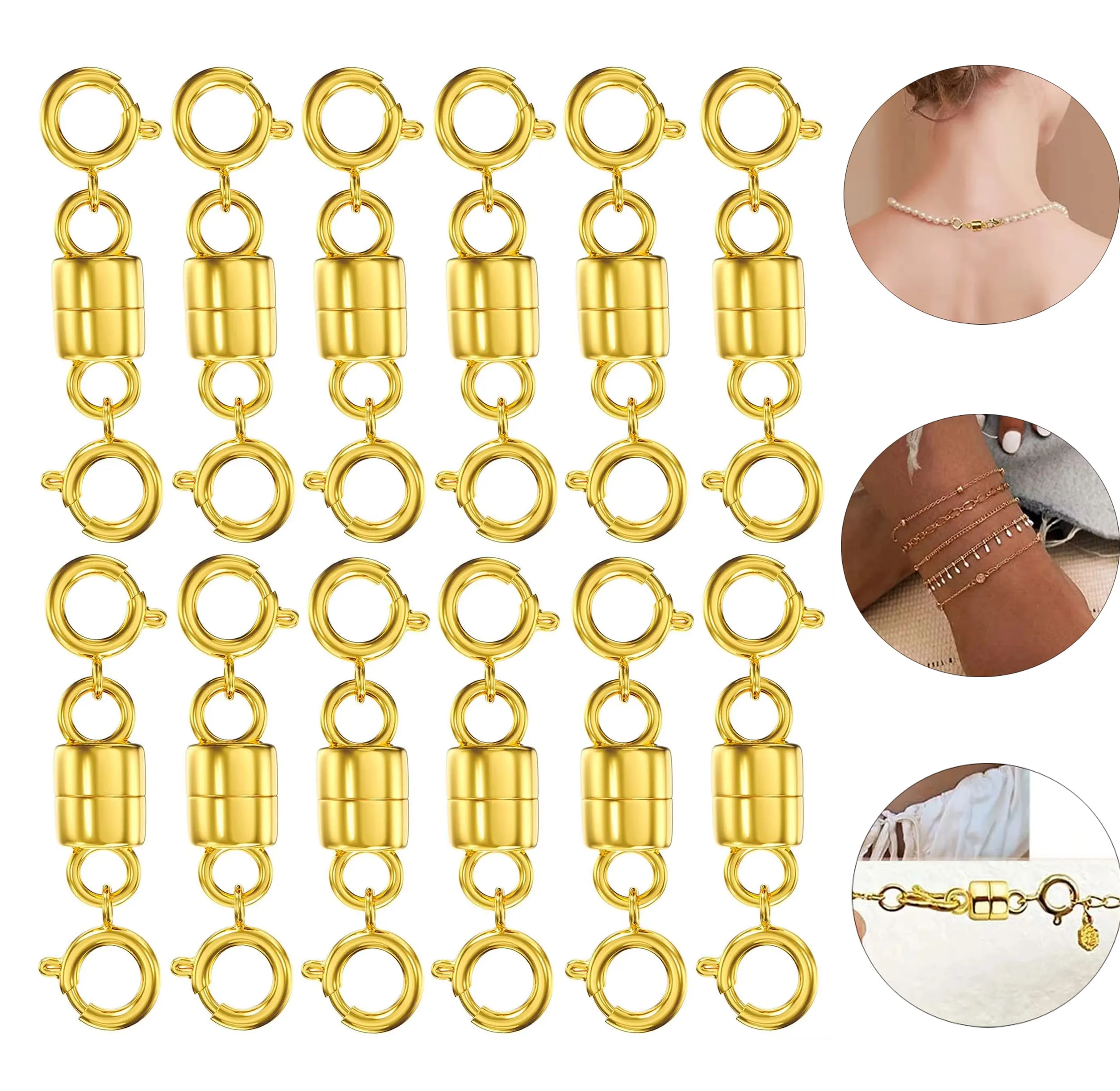 10 pçs/set colar magnético fechos e fechos contas extensor de corrente para pulseira segurança bloqueio magnético jóias fazendo