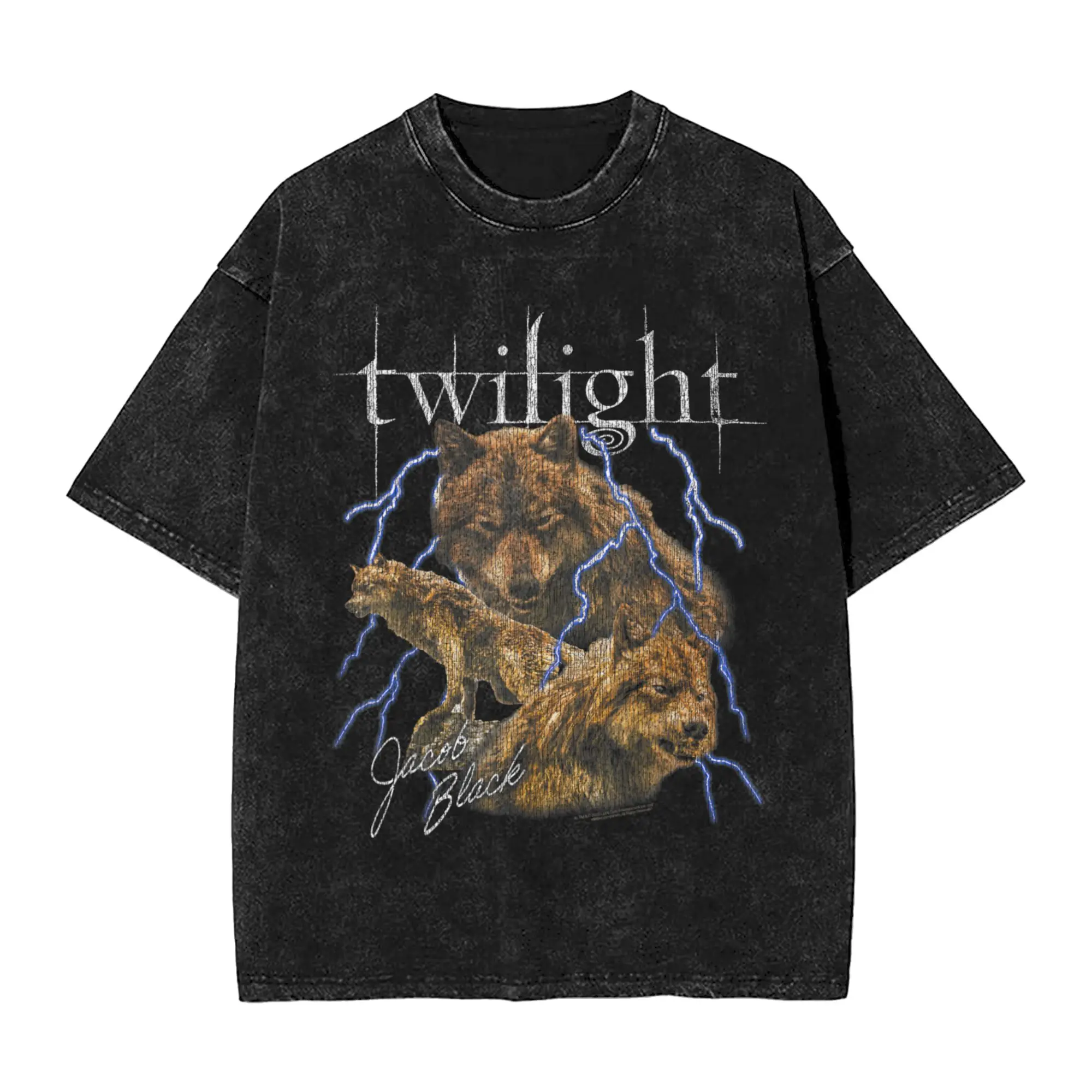 Twilight Saga Jacob Black Three Wolf Moon T-Shirts for Men Werewolf Movie Funny Pure Cotton Tees Round Neck T Shirts Clothes