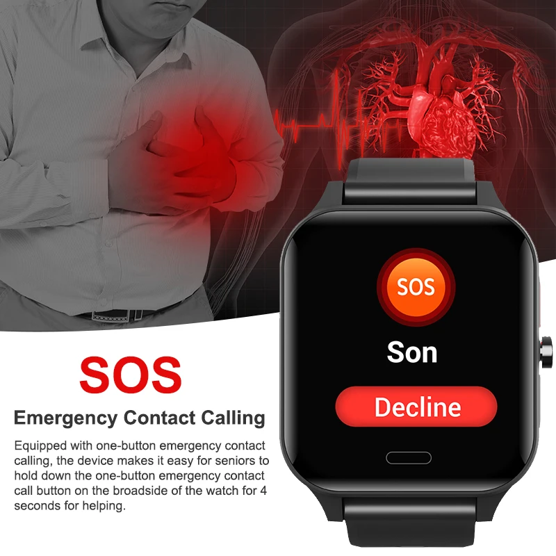 2024 New SOS Health Elder 4g Elder Care Smartwatch Supported Sim Card GPS Track ECG Heart Rate Smart Watch For Elderly