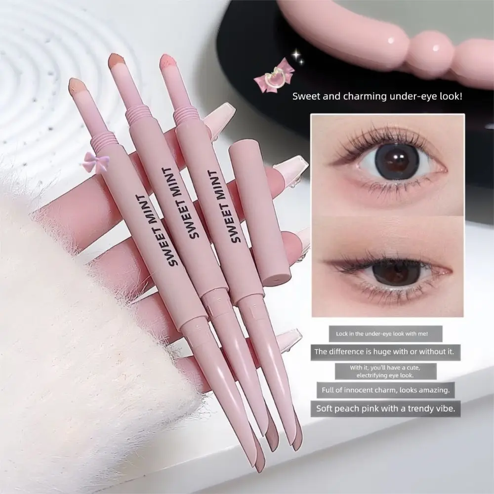 Eyeliner gel curvo 2 in 1 con spugna opaca luccicante Matita eyeliner a doppia testa Polvere lucida Diamond Glitter Evidenziazione