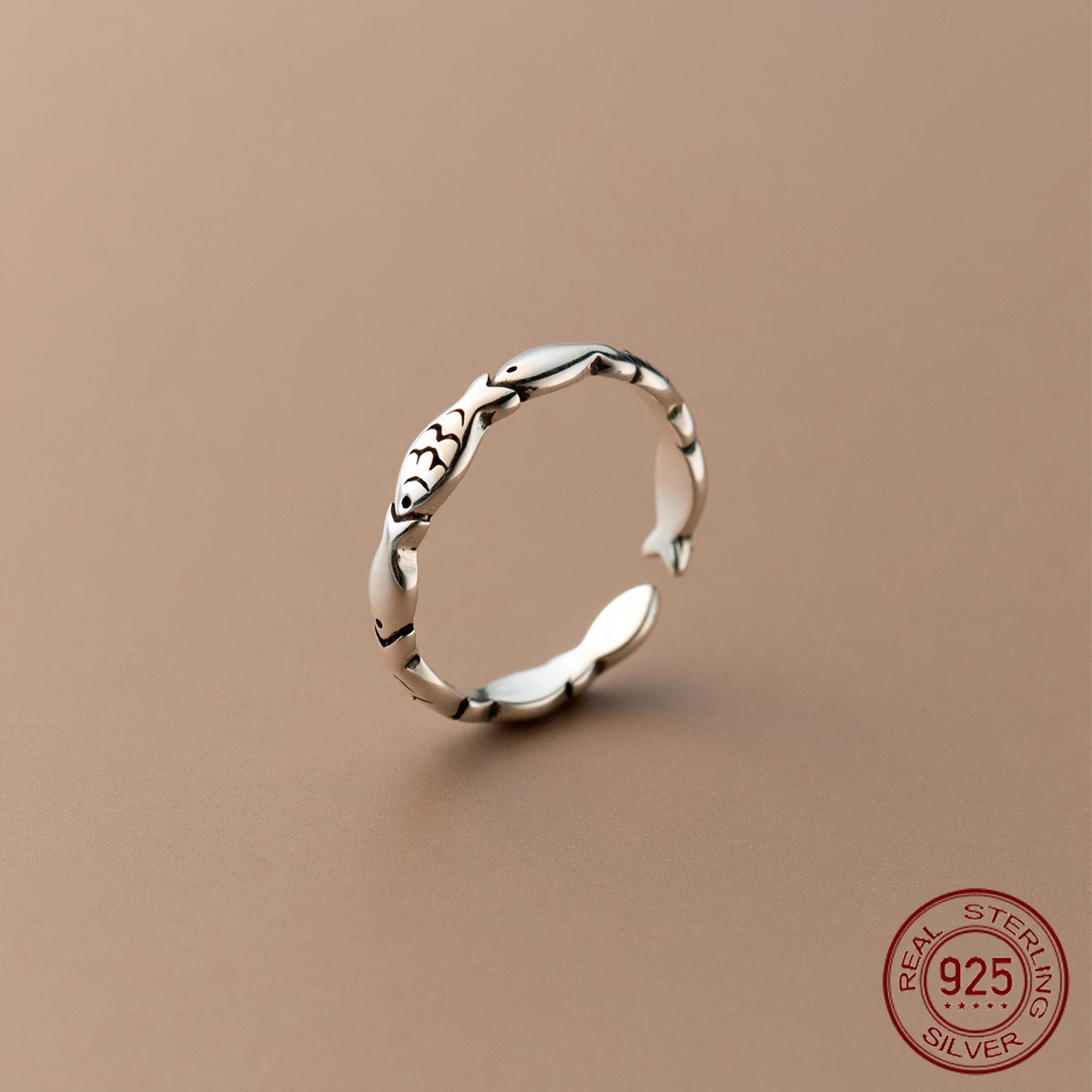 

La Monada 48-53mm 925 Silver Ring Retro Minimalist Adjustable Ring Lucky Fish Girls Woman Ring 925 Sterling Silver Thai