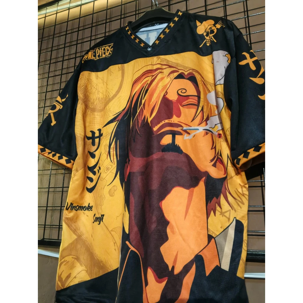2026 One Piece Vinsmoke Sanji  57 Jersey T-shirt, Men's Anime Graphic Mesh Streetwear Tee, Casual Hip Hop Top