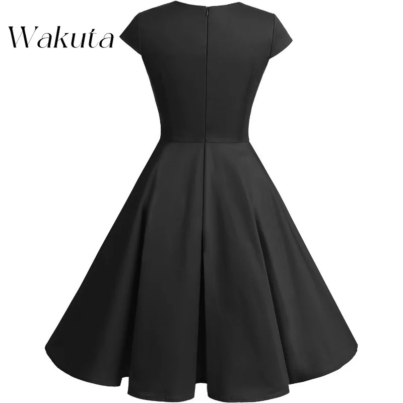 Wakuta-Robe de Soirée pour Demoiselle d'Honneur, Fourreau Élégant, Manches Courtes, Couleur Unie, Taille Simple, Slim, Plissée, Ligne A, Banquet, Éducatif