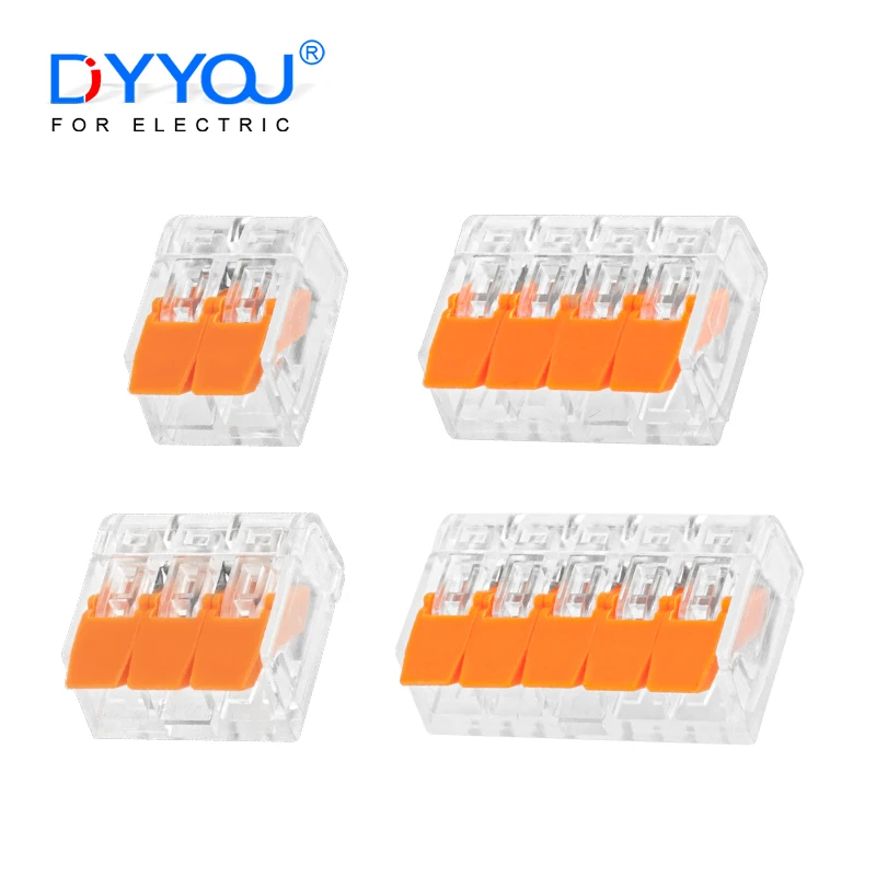 25PCS Lever Electrical Wire Connector 2/3/4/5Pin Compact Conductor Push-in Terminal Block Mini Quick Cable Splicing Connectors