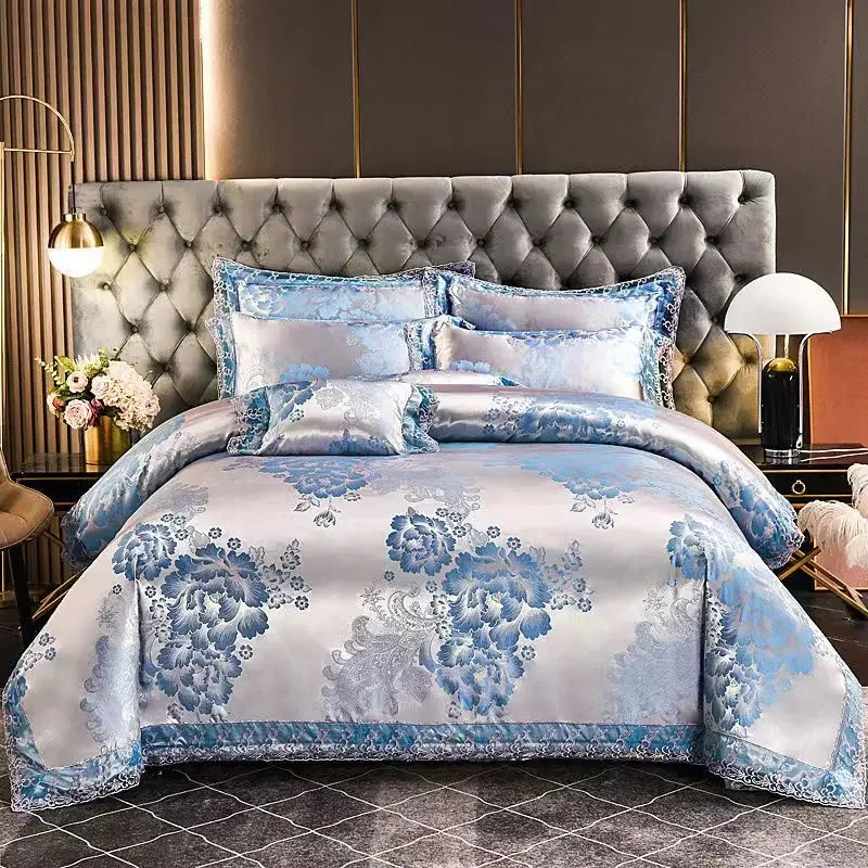 Imagem -02 - Premium American Jacquard Satin Duvet Cover com Fecho de Zíper Ultra Soft Bedding Grupo Lençol Confortável Fronha Pcs