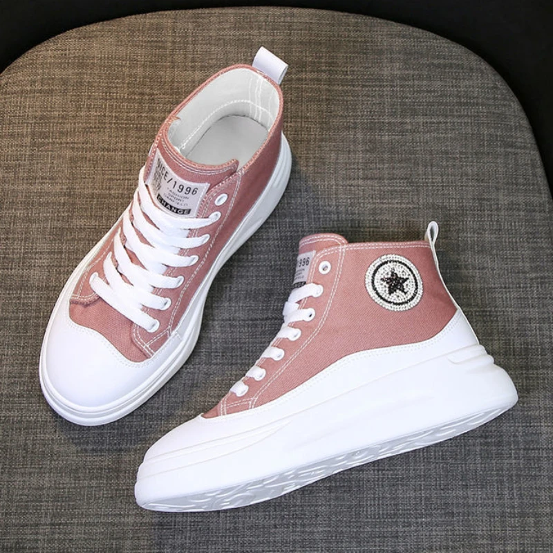 Calzature Scarpe corte nere da donna Piattaforma alta Stivaletti femminili rosa Sneakers robuste Stivaletti Sport Inverno 2024 Novità Pu