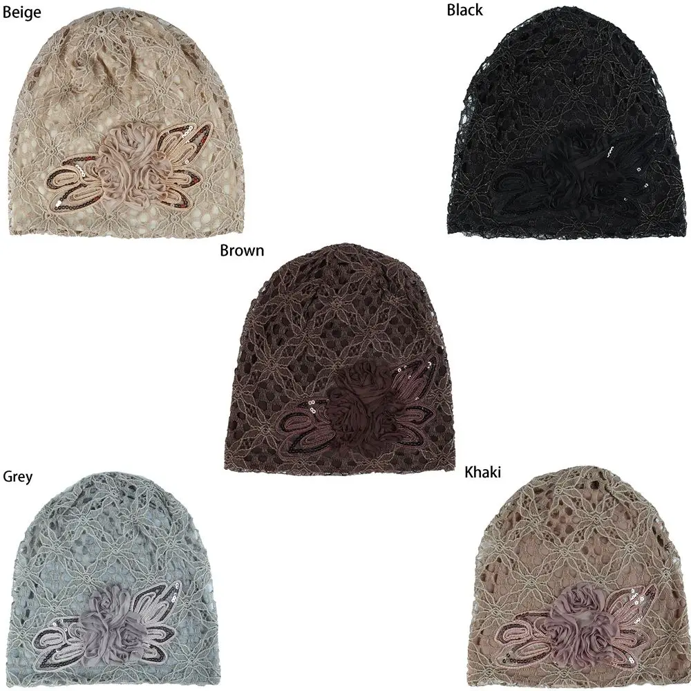Chapeau musulman à volants en dentelle florale pour femme, bonnet, écharpe, turban, bonnet rond, chimio, cancer, tête, dame, mode