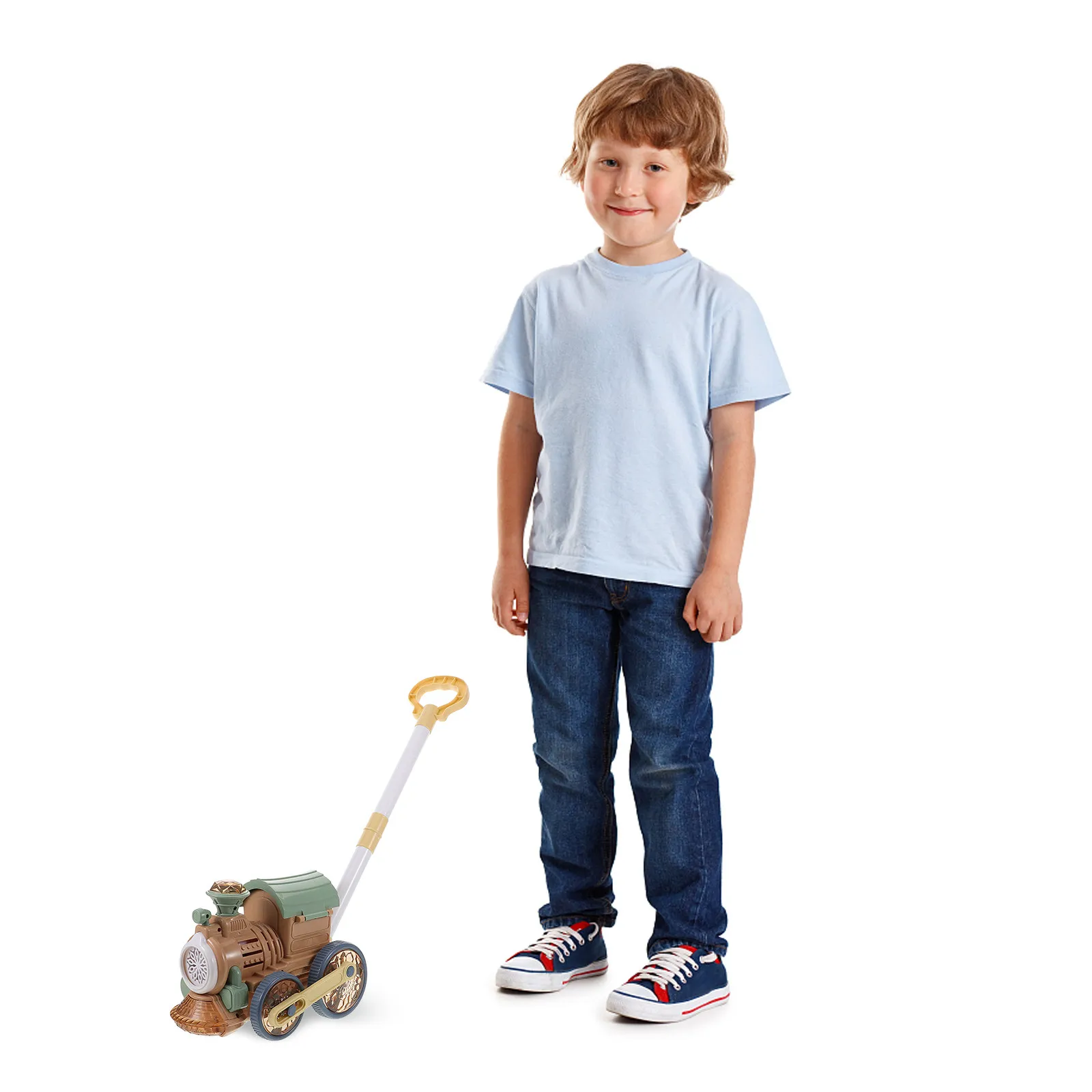 Kids Outdoor Lawn Mower - Automatic 8 Hole Bubble Train Light