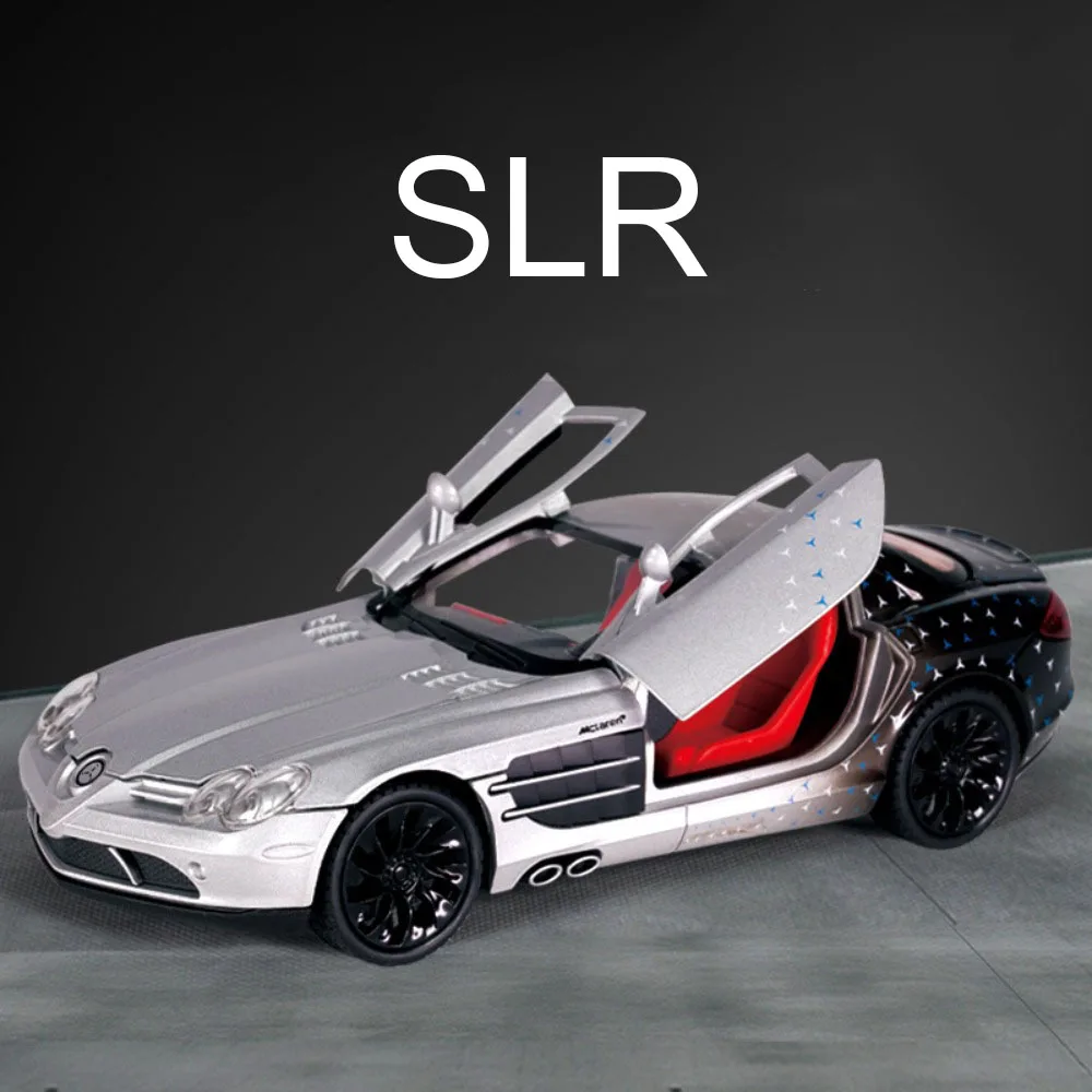 

1:24 SLR Miniature Models Cars Toys Alloy Diecasting Doors Opened Vehicles with Light Music Supercar for Boys Birthday Gifts